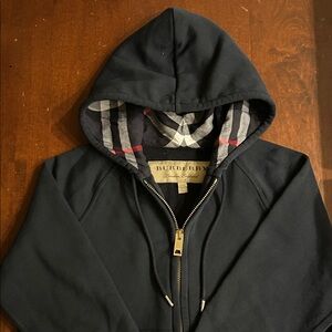 Burberry BOYS large  Navy Zip-Up Hoodie AITHENTIC